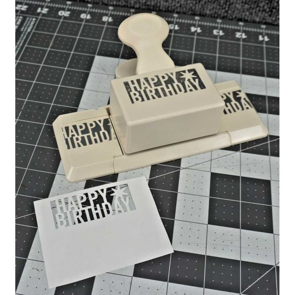 Martha Stewart Crafts Happy Birthday Deep Edge Punch Large Off White Paper Tool